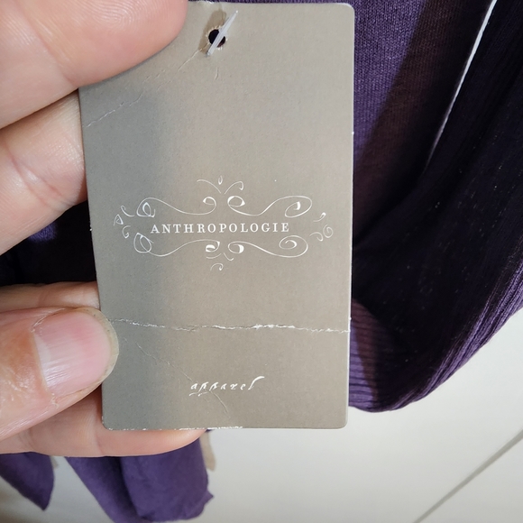 Anthropologie Three Dots Purple Tan Cardigan Detachable Infinity Scarf NWT Sz L - Picture 12 of 12